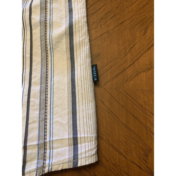 Kuhl Short Sleeve Button-Up Shirt Men's XL White with Blue Stripes Mountain Wear - Picture 14 of 16